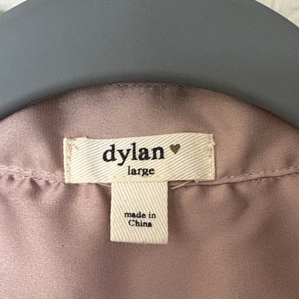 Dylan Women's Casual Taupe/Pink Button Down Shirt - Picture 2 of 5
